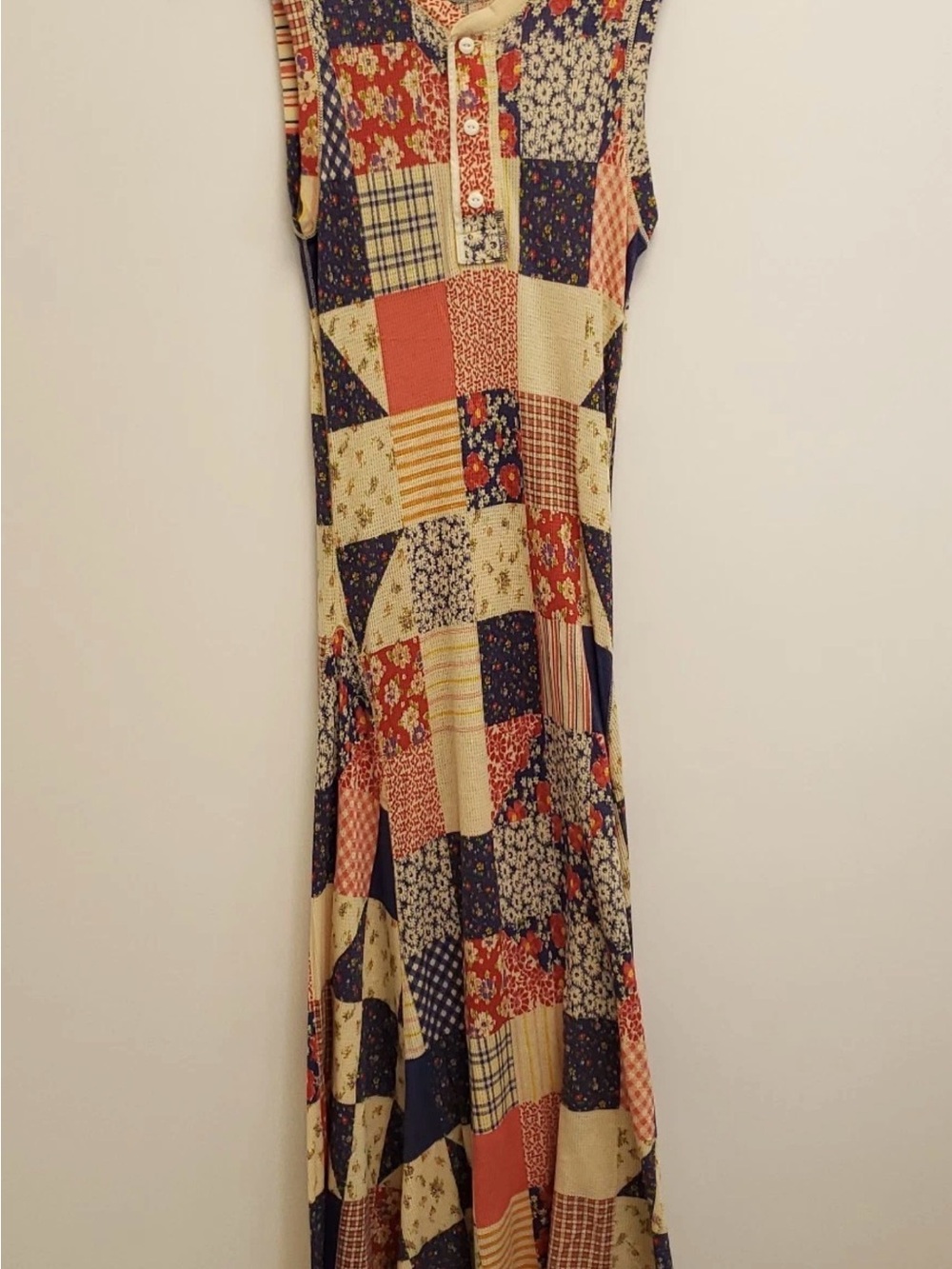 HARD TO FIND Polo by Ralph Lauren Patchwork Waffle Knit Maxi Dress - Medium - Picture 2 of 8